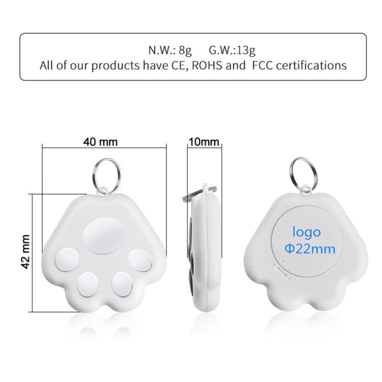 2 PCS HYC-09 Dog Paw Bluetooth Anti-Lost Device Pet Tracking Locator Keychain Smart Search Alarm สองทาง, Dog Paw Black, Dog Paw White, Dog Paw Light Blue, Dog Paw Green, Dog Paw Pink, Dog Paw Red, Dog Paw Dark Blue, Dog Paw Dark Gray