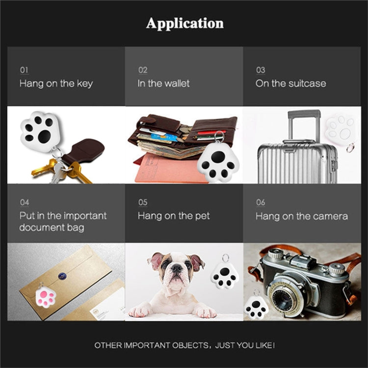2 PCS HYC-09 Dog Paw Bluetooth Anti-Lost Device Pet Tracking Locator Keychain Smart Search Alarm สองทาง, Dog Paw Black, Dog Paw White, Dog Paw Light Blue, Dog Paw Green, Dog Paw Pink, Dog Paw Red, Dog Paw Dark Blue, Dog Paw Dark Gray