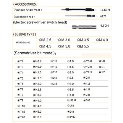 Obadun 9800 58 in 1 ไขควงชุดคู่มือ CRV ชุดโทรศัพท์มือถือถอดแว่นตาเครื่องมือซ่อม, Obadun 9800(Orange)