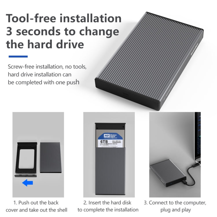 Blueendless 2.5 นิ้ว Mobile Hard Disk Box SATA Serial Port USB3.0 เครื่องมือฟรี SSD สไตล์:, MR23F -A Port, MR23F-C Port, MR23G -A Port