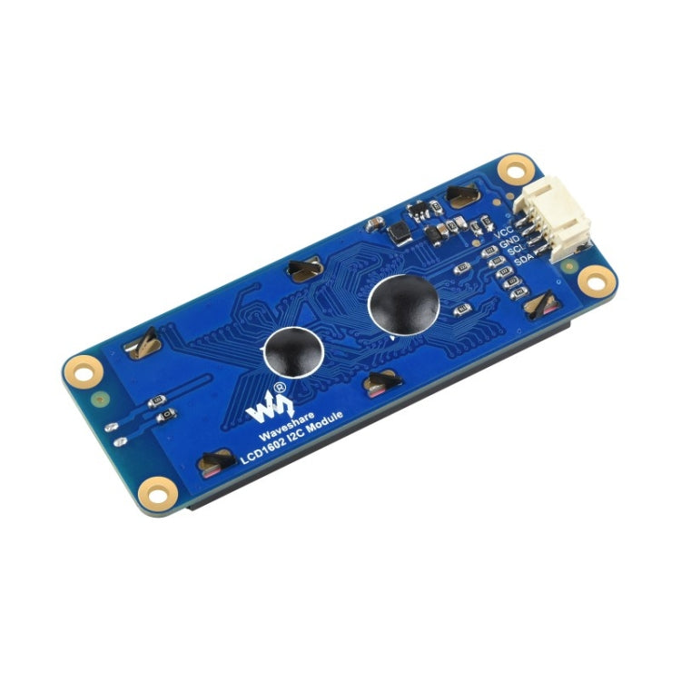 โมดูล Waveshare 23991 LCD1602 I2C, สีขาวพร้อมพื้นหลังสีน้ำเงิน, อักขระ 16x2, 3.3V/5V, 23991