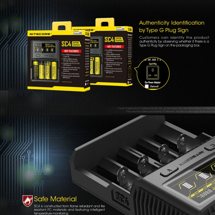 NITECORE 4-Slot Smart LCD Fast Charger, SC4