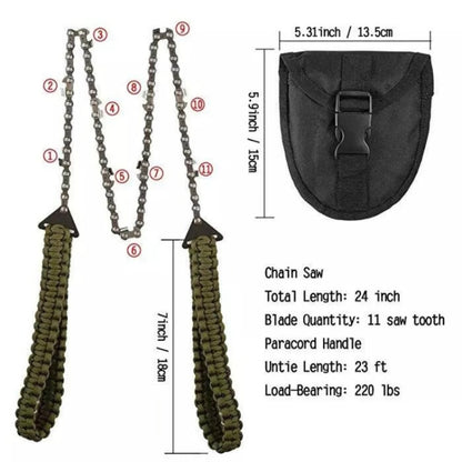 กีฬากลางแจ้ง Hand Chainsaws ถักร่มเชือก Camping Survival Pocket Saw, Umbrella Rope