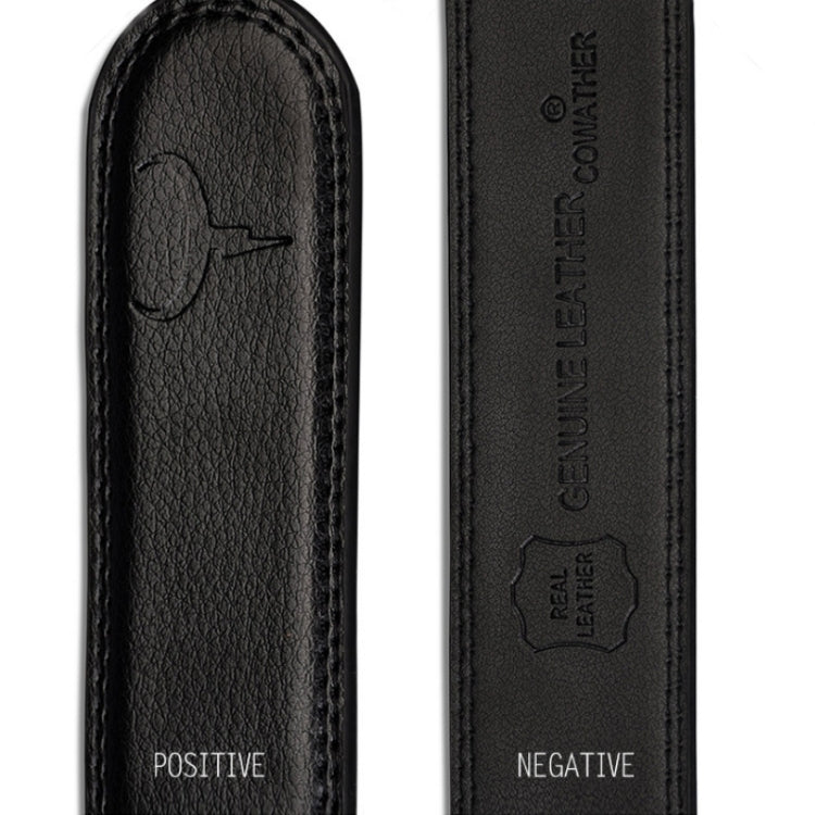 COWATHER CZ032 เข็มขัดหัวเข็มขัดอัตโนมัติแบบหนังผู้ชาย 2 ชั้น, ความยาว:, 110cm, 115cm, 120cm, 125cm, 130cm