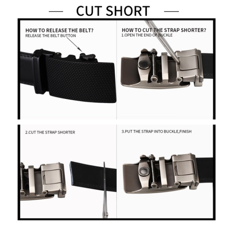 COWATHER CZ032 เข็มขัดหัวเข็มขัดอัตโนมัติแบบหนังผู้ชาย 2 ชั้น, ความยาว:, 110cm, 115cm, 120cm, 125cm, 130cm