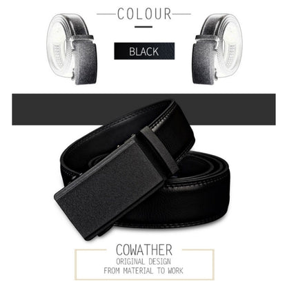 COWATHER CZ032 เข็มขัดหัวเข็มขัดอัตโนมัติแบบหนังผู้ชาย 2 ชั้น, ความยาว:, 110cm, 115cm, 120cm, 125cm, 130cm