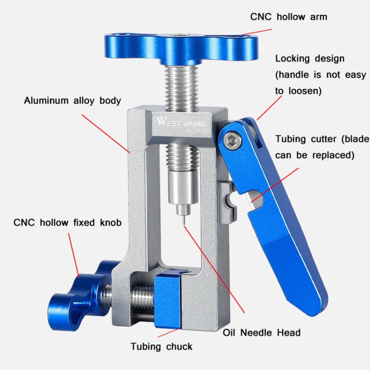 WEST BIKING YP0719252 เครื่องมือติดตั้งเข็มน้ำมันสำหรับจักรยาน Cycling Tubing Jack Repair Tool, WEST BIKING YP0719252