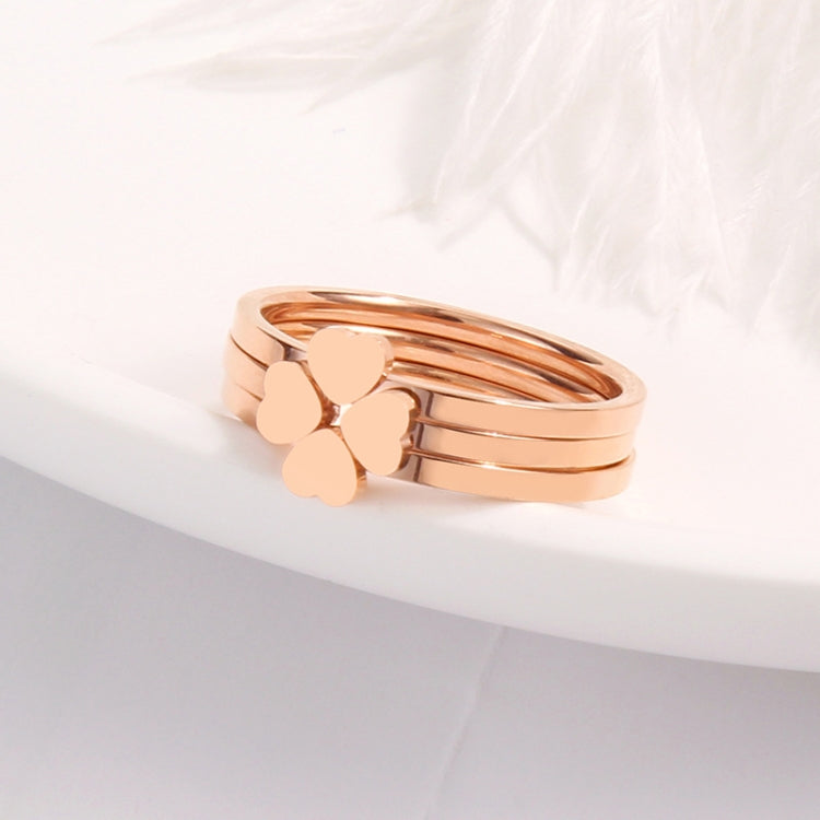 2 PCS 3 In 1 Titanium Steel Peach Heart Combination Four-Leaf Clover Couple Ring, US Size 5, US Size 6, US Size 7, US Size 8, US Size 9, US Size 10