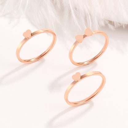 2 PCS 3 In 1 Titanium Steel Peach Heart Combination Four-Leaf Clover Couple Ring, US Size 5, US Size 6, US Size 7, US Size 8, US Size 9, US Size 10