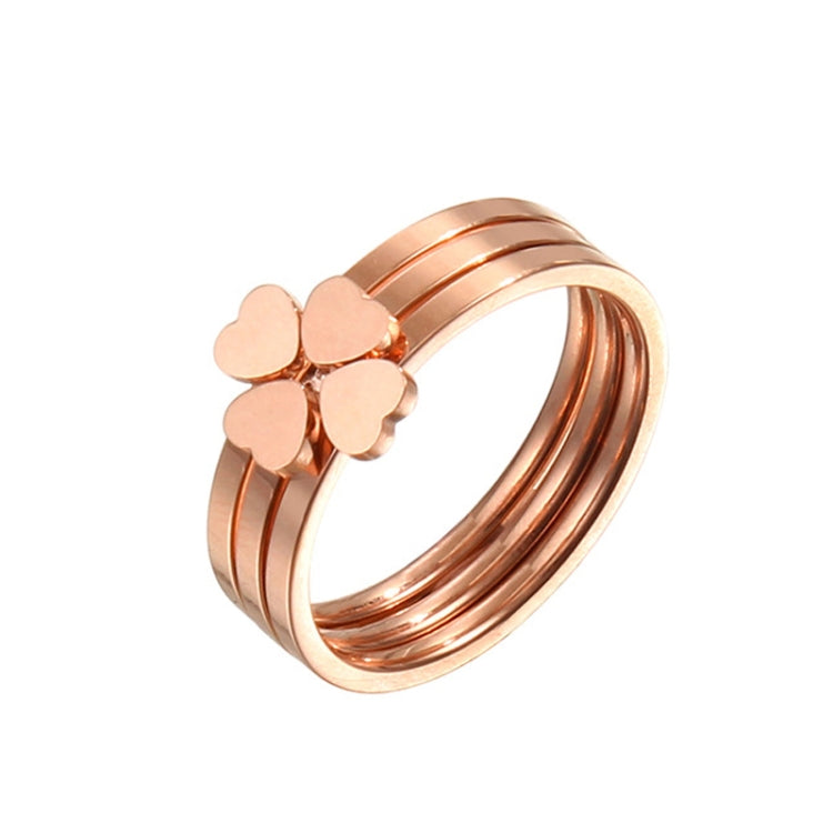 2 PCS 3 In 1 Titanium Steel Peach Heart Combination Four-Leaf Clover Couple Ring, US Size 5, US Size 6, US Size 7, US Size 8, US Size 9, US Size 10