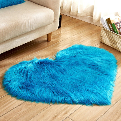 Love Heart พรมขนสัตว์ประดิษฐ์ Sheepskin Hairy พรม Faux FUR PLAIN Fluffy Soft พรม Tapetes, 30*40cm, 40*50cm, 50*60cm, 70*90cm