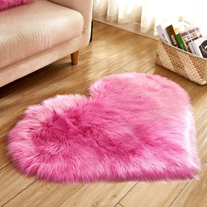 Love Heart พรมขนสัตว์ประดิษฐ์ Sheepskin Hairy พรม Faux FUR PLAIN Fluffy Soft พรม Tapetes, 30*40cm, 40*50cm, 50*60cm, 70*90cm