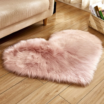Love Heart พรมขนสัตว์ประดิษฐ์ Sheepskin Hairy พรม Faux FUR PLAIN Fluffy Soft พรม Tapetes, 30*40cm, 40*50cm, 50*60cm, 70*90cm
