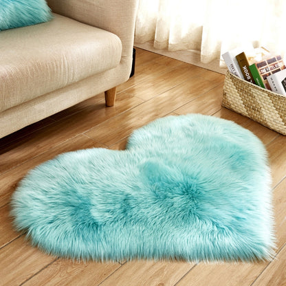 Love Heart พรมขนสัตว์ประดิษฐ์ Sheepskin Hairy พรม Faux FUR PLAIN Fluffy Soft พรม Tapetes, 30*40cm, 40*50cm, 50*60cm, 70*90cm