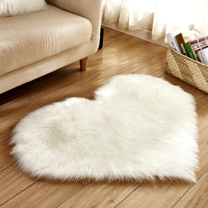 Love Heart พรมขนสัตว์ประดิษฐ์ Sheepskin Hairy พรม Faux FUR PLAIN Fluffy Soft พรม Tapetes, 30*40cm, 40*50cm, 50*60cm, 70*90cm