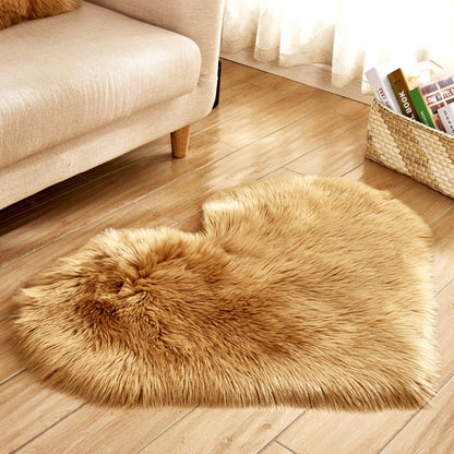 Love Heart พรมขนสัตว์ประดิษฐ์ Sheepskin Hairy พรม Faux FUR PLAIN Fluffy Soft พรม Tapetes, 30*40cm, 40*50cm, 50*60cm, 70*90cm