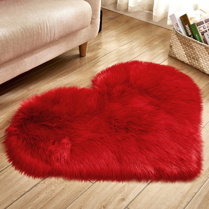 Love Heart พรมขนสัตว์ประดิษฐ์ Sheepskin Hairy พรม Faux FUR PLAIN Fluffy Soft พรม Tapetes, 30*40cm, 40*50cm, 50*60cm, 70*90cm