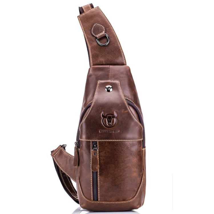 BULL CAPTAIN 019 Retro Men Leather Crossbody Shoulder Bag First-Layer Cowhide Chest Bag, Chestnut Brown, Yellow Brown, Gray Brown, Pure Black, Chestnut Brown + Buckle + Bracket, Black + Buckle + Bracket, Yellow + Buckle + Bracket, Gray + Buckle + Bracket