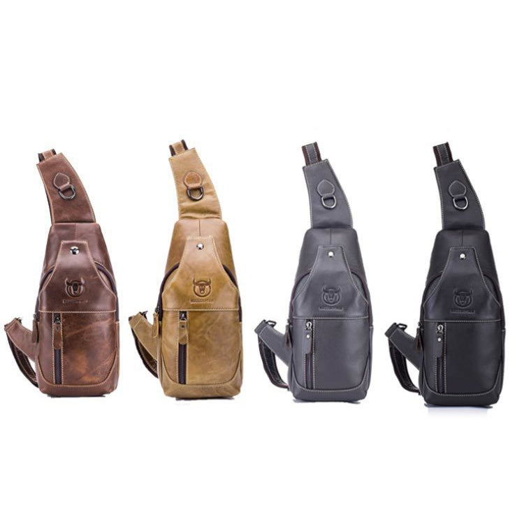 BULL CAPTAIN 019 Retro Men Leather Crossbody Shoulder Bag First-Layer Cowhide Chest Bag, Chestnut Brown, Yellow Brown, Gray Brown, Pure Black, Chestnut Brown + Buckle + Bracket, Black + Buckle + Bracket, Yellow + Buckle + Bracket, Gray + Buckle + Bracket