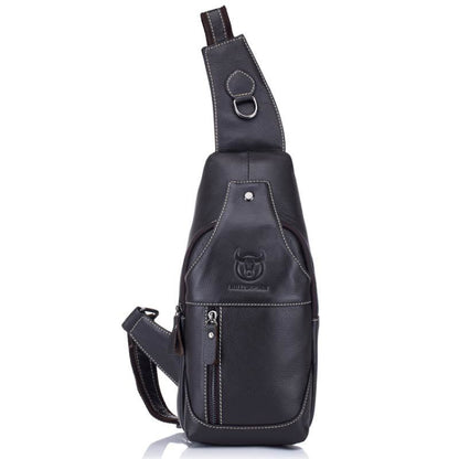 BULL CAPTAIN 019 Retro Men Leather Crossbody Shoulder Bag First-Layer Cowhide Chest Bag, Chestnut Brown, Yellow Brown, Gray Brown, Pure Black, Chestnut Brown + Buckle + Bracket, Black + Buckle + Bracket, Yellow + Buckle + Bracket, Gray + Buckle + Bracket