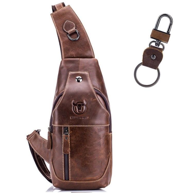 BULL CAPTAIN 019 Retro Men Leather Crossbody Shoulder Bag First-Layer Cowhide Chest Bag, Chestnut Brown, Yellow Brown, Gray Brown, Pure Black, Chestnut Brown + Buckle + Bracket, Black + Buckle + Bracket, Yellow + Buckle + Bracket, Gray + Buckle + Bracket