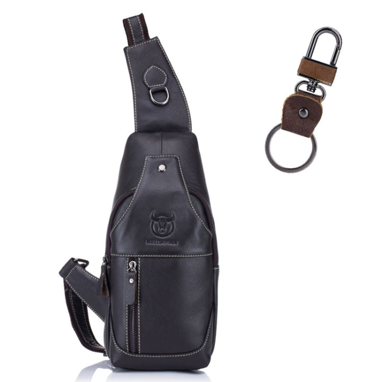 BULL CAPTAIN 019 Retro Men Leather Crossbody Shoulder Bag First-Layer Cowhide Chest Bag, Chestnut Brown, Yellow Brown, Gray Brown, Pure Black, Chestnut Brown + Buckle + Bracket, Black + Buckle + Bracket, Yellow + Buckle + Bracket, Gray + Buckle + Bracket