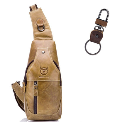 BULL CAPTAIN 019 Retro Men Leather Crossbody Shoulder Bag First-Layer Cowhide Chest Bag, Chestnut Brown, Yellow Brown, Gray Brown, Pure Black, Chestnut Brown + Buckle + Bracket, Black + Buckle + Bracket, Yellow + Buckle + Bracket, Gray + Buckle + Bracket