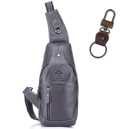 BULL CAPTAIN 019 Retro Men Leather Crossbody Shoulder Bag First-Layer Cowhide Chest Bag, Chestnut Brown, Yellow Brown, Gray Brown, Pure Black, Chestnut Brown + Buckle + Bracket, Black + Buckle + Bracket, Yellow + Buckle + Bracket, Gray + Buckle + Bracket