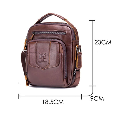 BUFF CAPTAIN 777 Men Leather Shoulder Bag First-Layer Cowhide Retro Large Capacity Satchel