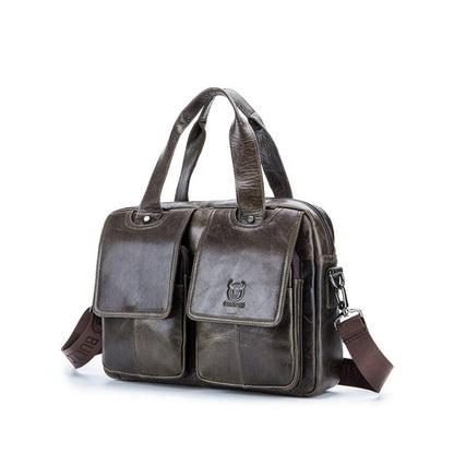BUFF CAPTAIN 042 Men Leather Multi-Function Shoulder Messenger Bag First-Layer Cowhide กระเป๋าเอกสารแบบพกพา