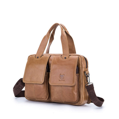 BUFF CAPTAIN 042 Men Leather Multi-Function Shoulder Messenger Bag First-Layer Cowhide กระเป๋าเอกสารแบบพกพา