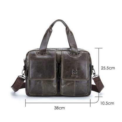 BUFF CAPTAIN 042 Men Leather Multi-Function Shoulder Messenger Bag First-Layer Cowhide กระเป๋าเอกสารแบบพกพา