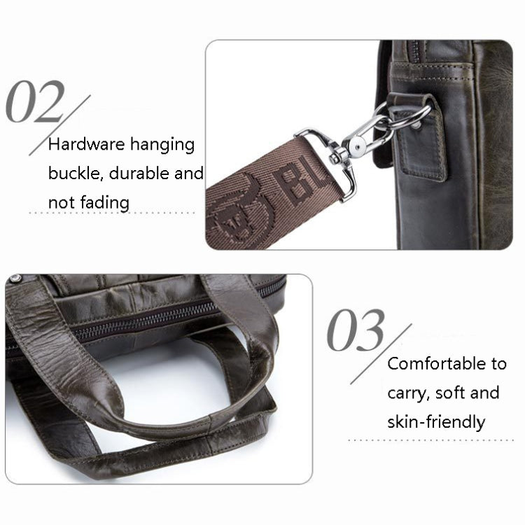 BUFF CAPTAIN 042 Men Leather Multi-Function Shoulder Messenger Bag First-Layer Cowhide กระเป๋าเอกสารแบบพกพา