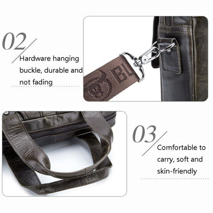 BUFF CAPTAIN 042 Men Leather Multi-Function Shoulder Messenger Bag First-Layer Cowhide กระเป๋าเอกสารแบบพกพา