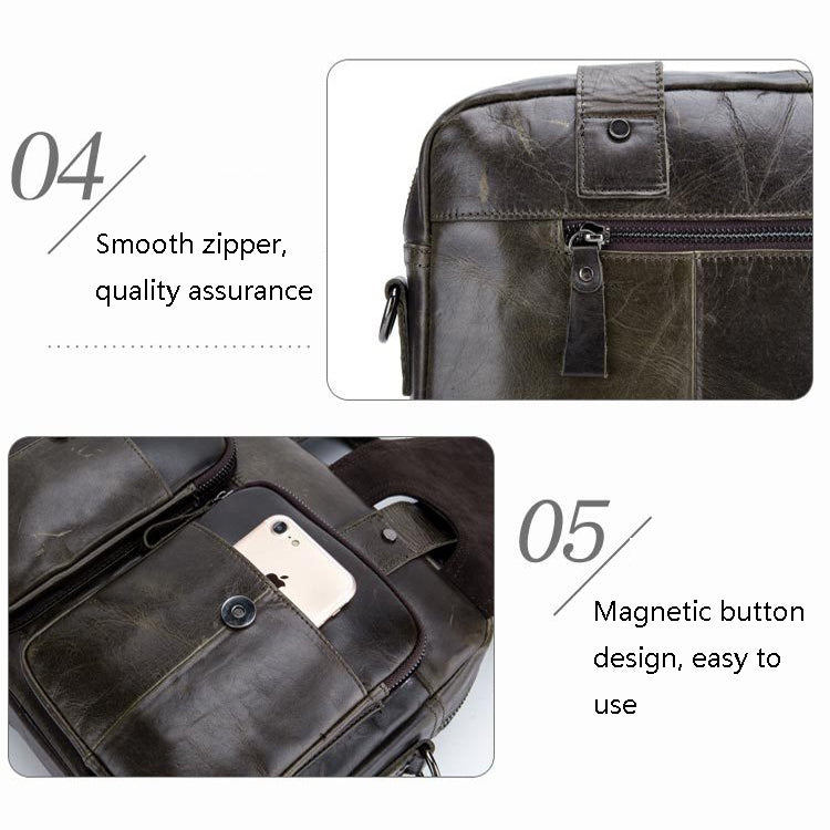 BUFF CAPTAIN 042 Men Leather Multi-Function Shoulder Messenger Bag First-Layer Cowhide กระเป๋าเอกสารแบบพกพา