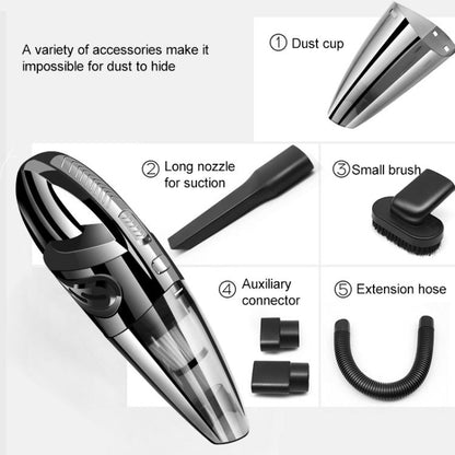 เครื่องดูดฝุ่นในรถยนต์แบบพกพากำลังสูงแบบเปียกและแห้ง, R-6052C Vacuum Cleaner with USB Cable (Black), No-Wired Vacuum Cleaner, US Plug