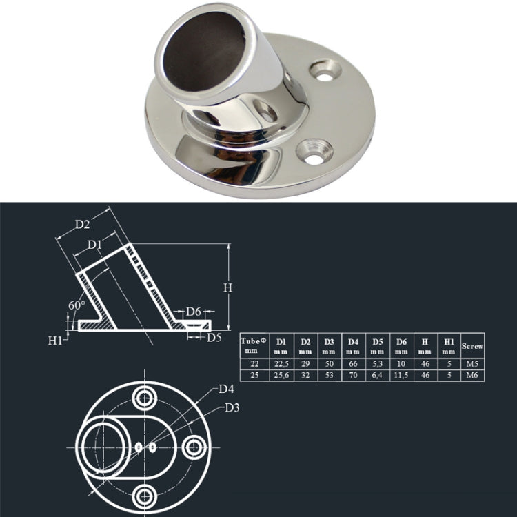 ที่นั่งท่อกลม 60 องศา 316 ที่นั่งท่อทางทะเลที่ทนต่อการกัดกร่อนสแตนเลส, 22mm 7/8 inch, 25mm 1 inch