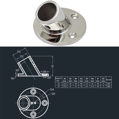 ที่นั่งท่อกลม 60 องศา 316 ที่นั่งท่อทางทะเลที่ทนต่อการกัดกร่อนสแตนเลส, 22mm 7/8 inch, 25mm 1 inch