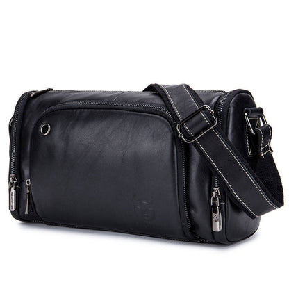 BUFF CAPTAIN HKDJB--001 First-Layer Cowhide Shoulder Messenger Bag Sports Men Leather Bag, Dark Brown, Yellow, Black