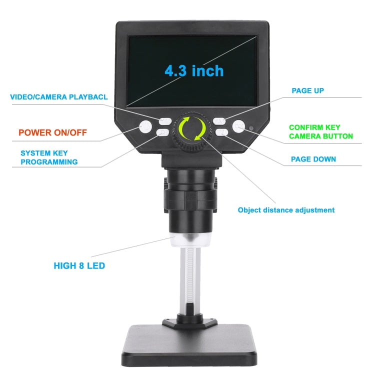 G1000 กล้องจุลทรรศน์ดิจิตอล HD ซ่อมโทรศัพท์มือถือกล้องจุลทรรศน์อิเล็กตรอน, Aluminum Plastic Bracket, Aluminum Alloy Bracket