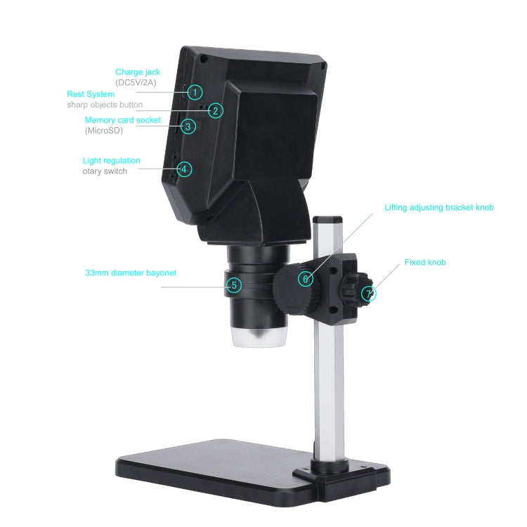 G1000 กล้องจุลทรรศน์ดิจิตอล HD ซ่อมโทรศัพท์มือถือกล้องจุลทรรศน์อิเล็กตรอน, Aluminum Plastic Bracket, Aluminum Alloy Bracket
