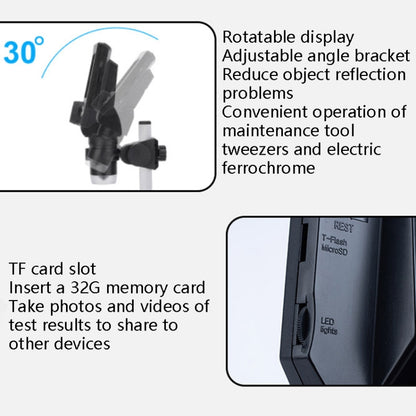 G1000 กล้องจุลทรรศน์ดิจิตอล HD ซ่อมโทรศัพท์มือถือกล้องจุลทรรศน์อิเล็กตรอน, Aluminum Plastic Bracket, Aluminum Alloy Bracket