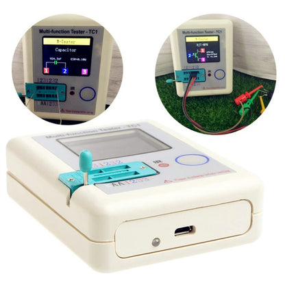 LCR-TC1 เครื่องทดสอบทรานซิสเตอร์หน้าจอสีสันเต็มรูปแบบสำหรับการทดสอบตัวต้านทานตัวเก็บประจุไดโอด Triode, LCR-TC1