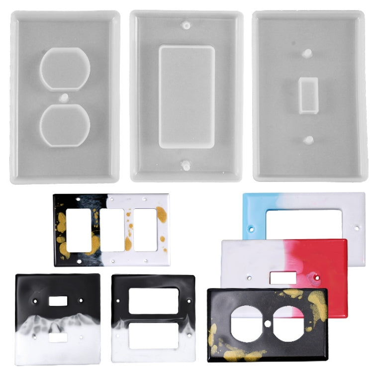 3 PCS Crystal Epoxy Mirror Porous Socket Button Data Line Switch Panel แม่พิมพ์ซิลิโคน, Style One, Style Two, Style Three, Style Four, Style Five, Style Six