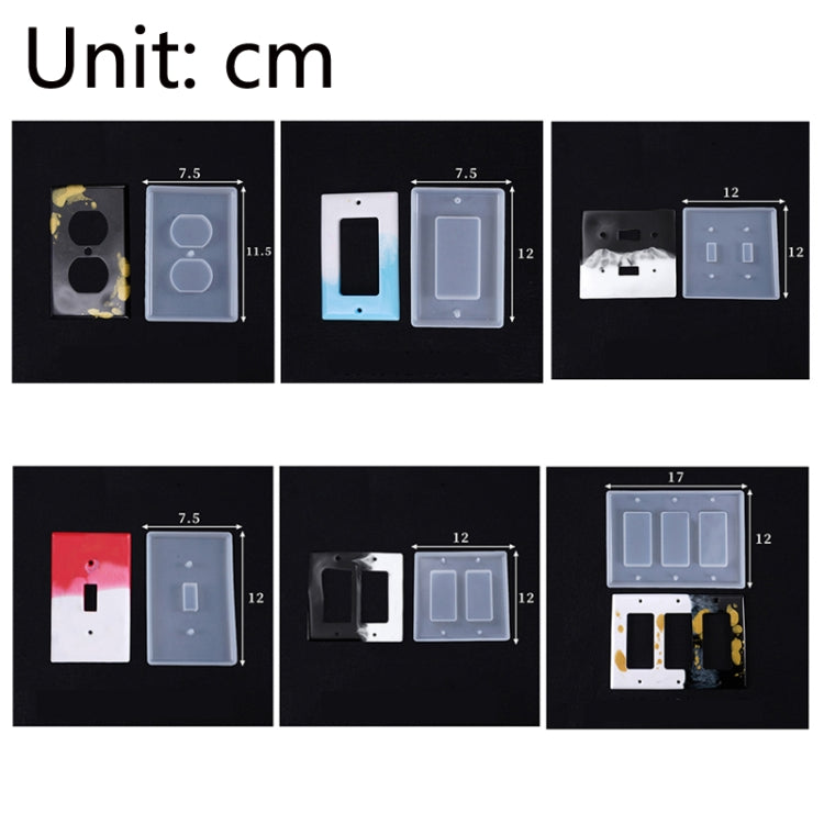 3 PCS Crystal Epoxy Mirror Porous Socket Button Data Line Switch Panel แม่พิมพ์ซิลิโคน, Style One, Style Two, Style Three, Style Four, Style Five, Style Six