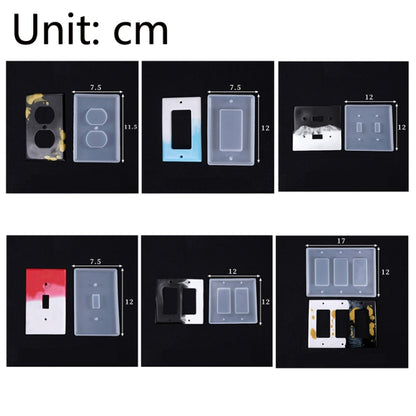 3 PCS Crystal Epoxy Mirror Porous Socket Button Data Line Switch Panel แม่พิมพ์ซิลิโคน, Style One, Style Two, Style Three, Style Four, Style Five, Style Six