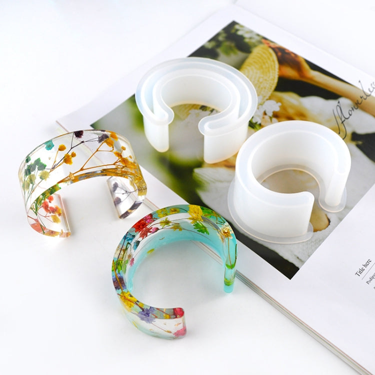 3 ชิ้น C ประเภทสร้อยข้อมือครึ่งเปิดแม่พิมพ์ DIY คริสตัลอีพ็อกซี่ซิลิโคนแม่พิมพ์, MD1005