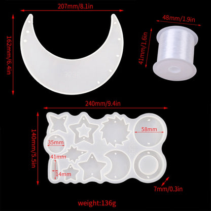DIY Windbell Epoxy Mold จี้รูปพระจันทร์ Wind Bell Hanging Set Mold, Style:, MD3535 + MD3536, MD3535 + MD3536 + Fish Line