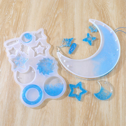 DIY Windbell Epoxy Mold จี้รูปพระจันทร์ Wind Bell Hanging Set Mold, Style:, MD3535 + MD3536, MD3535 + MD3536 + Fish Line
