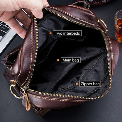 BUFF CAPTAIN 302 First-Layer Cowhide Men Casual Shoulder Bag Leather Retro Briefcase